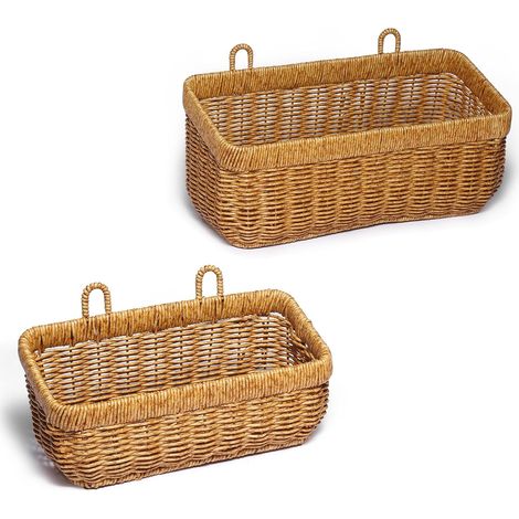 2 Pièces Porte-Fruits,Paniers De Cuisine Suspendus,Corbeilles De Rangement Tressé Ouvertes,Maison Organisation,Conteneur Décoratif Pour Stocker Des Fruits Et Des Poupées(Jaune-M/L)