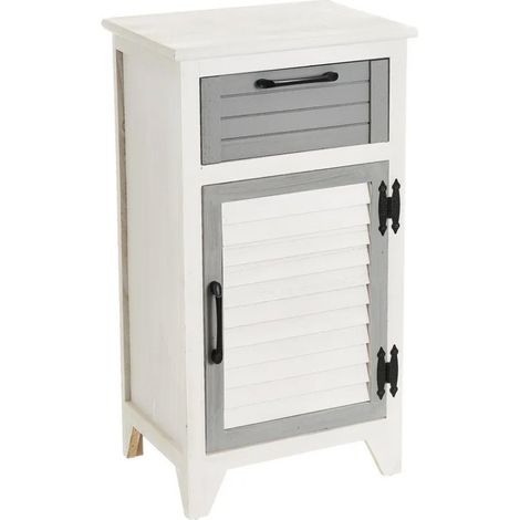 Table de chevet bois blanc et gris cérusé - 40x29x74cm (1/5)