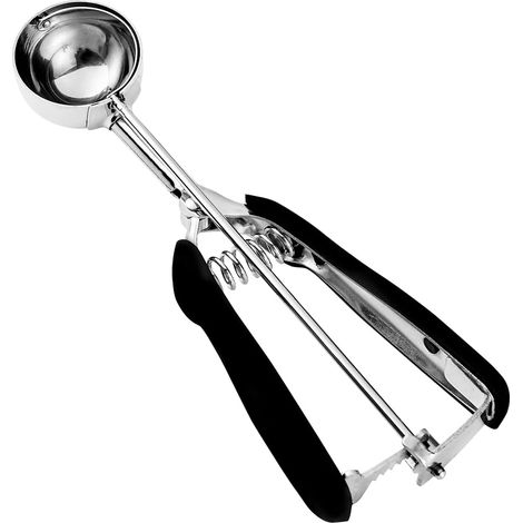 Set di 2 cucchiai - Dimensioni: 2 cucchiai - 30 ml - Paletta dosatrice per biscotti - A molla - Acciaio inossidabile 18/8 - Impugnatura comoda