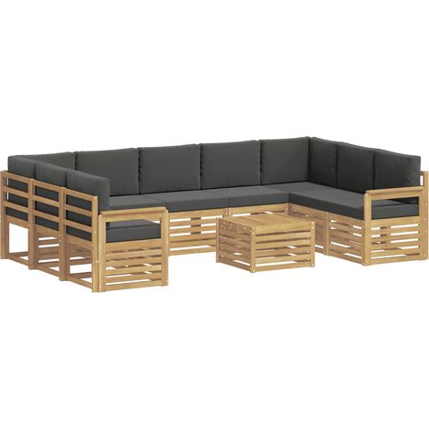 vidaXL Ensemble de canapés d'extérieur 10 pc Blanc et Anthracite