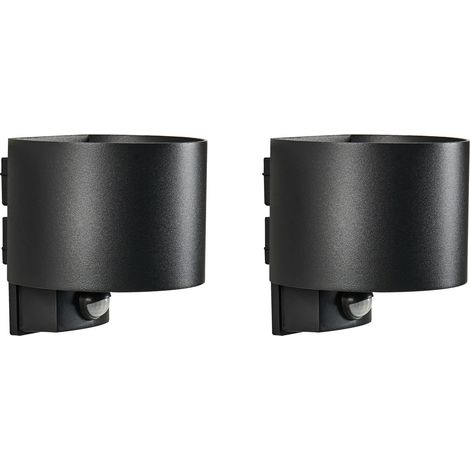 Set of 2 Outdoor LED Wall Lights Black Aluminium with Motion Sensor Accent Lighting IP54 Modern Design MORAY (1/5)