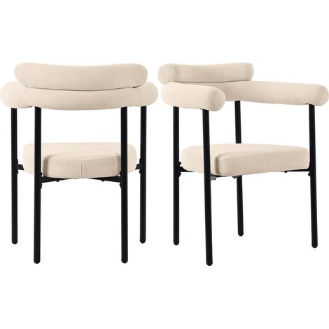 2 beige Esszimmerstühle aus Stoff in Wildlederoptik mit Eisenstruktur (1/5)