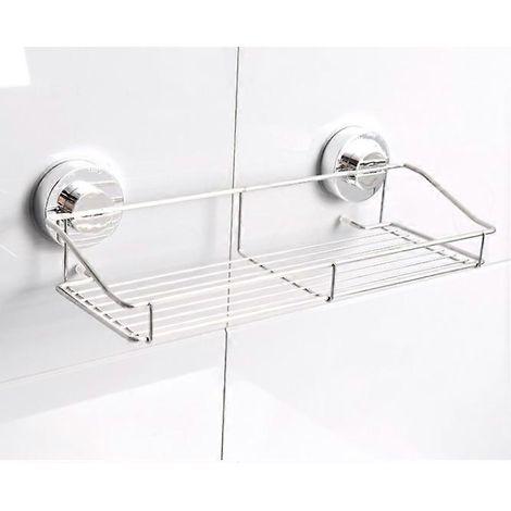 Étagères flottantes pour surfaces non poreuses, fixation par ventouses, en acier inoxydable antirouille, pour douche, installation facile dans la salle de bain et la cuisine, finition chromée. (1/4)