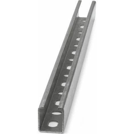 Boite de 6 - Rail perforé pour charges légères type "C" - Inoxydable A2 27 x 18 x 1,25 x 2000