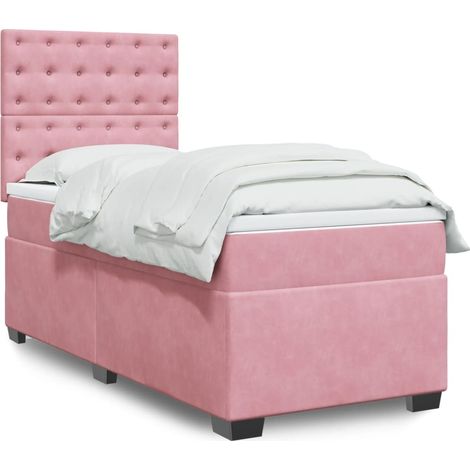 Boxspringbett mit Matratze Rosa 100x200 cm Samt