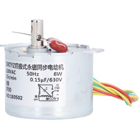 Moteur synchrone 15 tr/min, réducteur de vitesse à micro-engrenages, pièces de transmission avec condensateur 220 V CA (1/5)