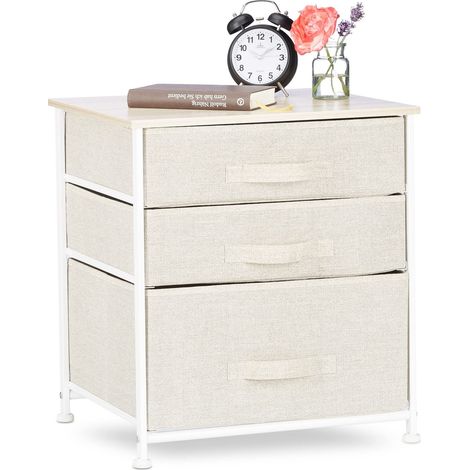 Meuble Rangement 3 tiroirs Tissu Commode étagère tiroir Tissu HxlxP: 53 x 48 x 40 cm, Beige (1/5)