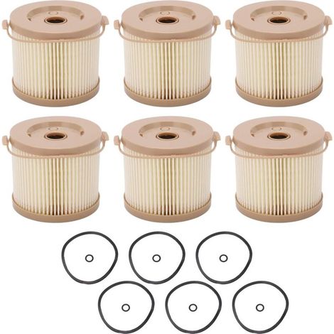 Kraftstoff-Wasserabscheiderfilter, 6-teiliges Set inklusive Ersatz-Kraftstoff-Wasserabscheiderfilter und Anschlüssen für Racor 2010PM oder 500FG, inklusive 6 Gummimanschetten