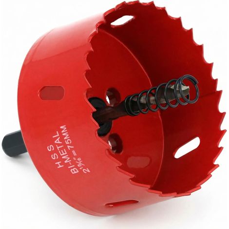 Scie Cloche Bi-Métal Ø 75mm, acier rapide HSS M42, avec tige hexagonale et foret pour aluminium, fer et bois (1/5)