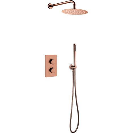 Unterputz Regendusche 25 cm Komplettset mit Wandbrausekopf Arm Kupfer Gebürstet Unterputz Regendusche 25 cm Komplettset mit Wandbrausekopf Arm Kupfer Gebürstet (1/2)