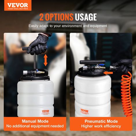 Extracteur de Fluide 15 L Pompe à Vide d'Aspiration Vidange Huile Moteur Pneumatique/Manuel avec Jauge et Tuyau d'Aspiration Changement d'Huile pour Évacuation des Fluides Automobiles sous Vide (1/5)