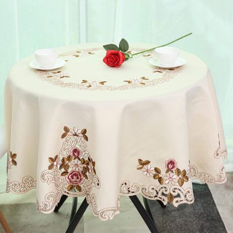 JULYKAI Nappe, Nappe de Table à Manger, décor de fête de Table de découpe Ronde pour la décoration de Table de Cuisine Outils de Cuisine de fête(85cm). (1/5)