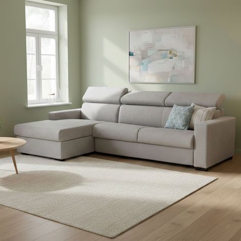 Talamo Italia Sofa cama Alda, Sofá de esquina, 100% Made in Italy, Sofá con apertura giratoria, con Contenedor Izquierdo Península, con reposabrazos estándar, Cm 280x95h85, Gris, con embalaje reforzad (1/5)