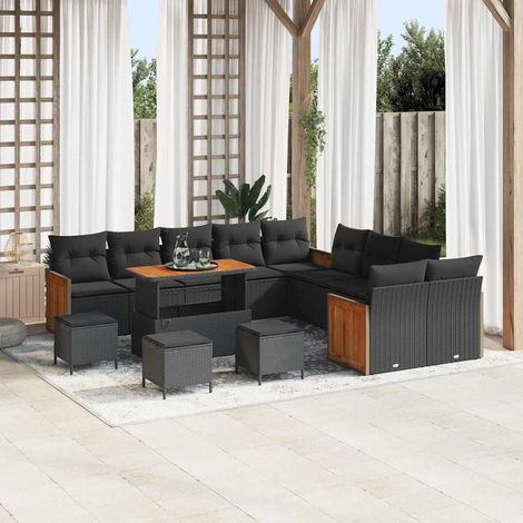 vidaXL Ensemble de canapé de jardin 14 pc 13-Nombre de places Noir (1/5)
