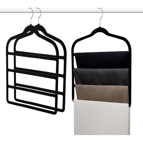 Lot de 3 cintres antidérapants en Velours pour Pantalons, Gain de Place, pour Jeans, écharpes, Cravates (1/4)
