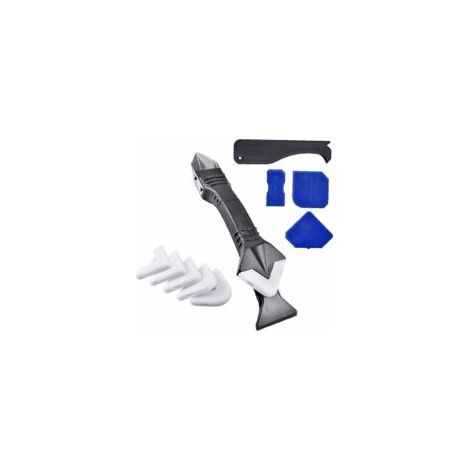 Set di attrezzi per sigillatura siliconica, confezione blister 3 in 1, raschietto in metallo, nero, per cucina, bagno, finestre, 11 pezzi, utensili industriali - Crezuo