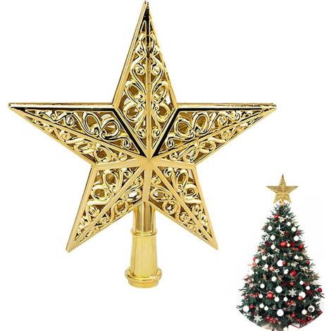 Weihnachtsbaumstern, glitzernder Baumspitzenstern, 20 cm, Gold (1/5)