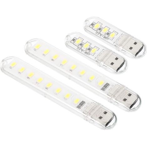 Veilleuse USB, 1 lot de mini-lampes LED portables à brancher pour décoration d'intérieur, lecture, sommeil, camping, blanc (1/5)