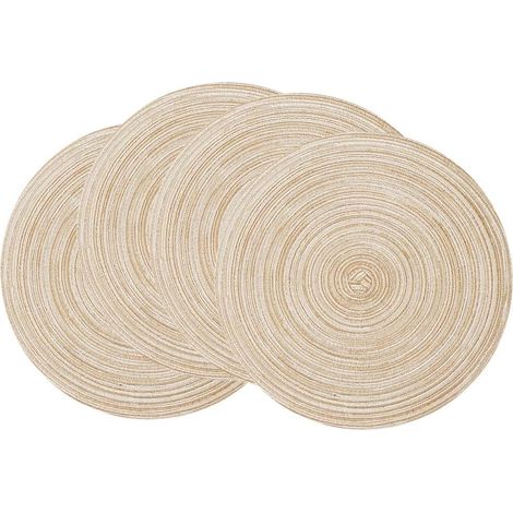 runde Tischsets, einfaches Design, chinesisches Gras, knitterfeste Tischdecke für Zuhause, Party, Restaurant (Beige) (1/5)