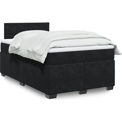 Boxspringbett mit Matratze Schwarz 120x200 cm Samt (1/5)