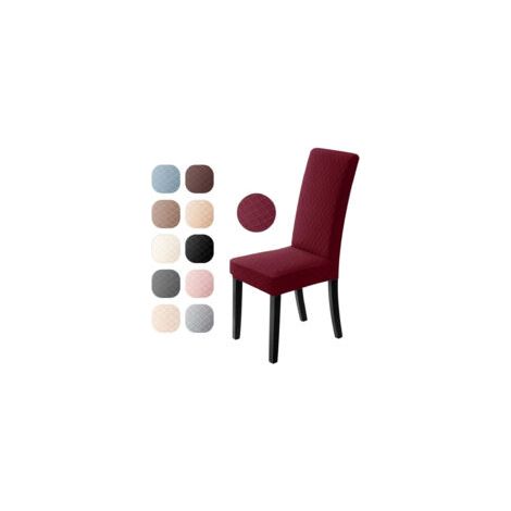 Lot de 4 housses de chaise à motif losange – Rouge bordeaux – Extensibles (1/5)