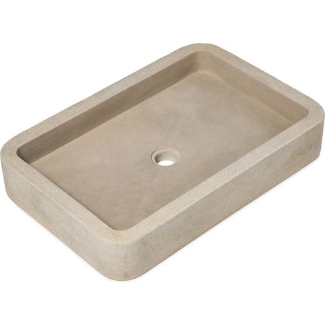 Vasque à poser rectangulaire Pierre Naturelle Atlas vieilli - 60x40x10 cm - Beige (1/3)
