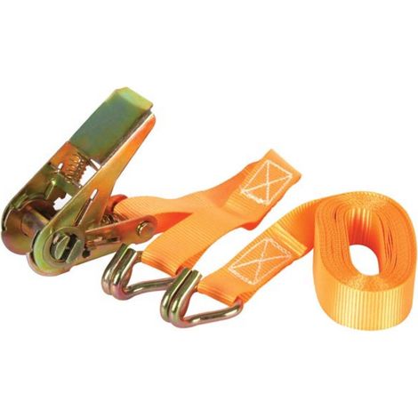 SANGLE D'ARRIMAGE AVEC TENDEUR À CLIQUET + CROCHETS - MAX. 500 KG - 4.5 M X 25 MM PEREL ARAT4