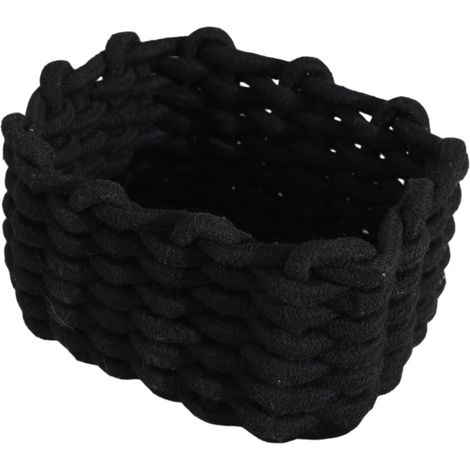Cesta de almacenamiento de cuerda de algodón , negra, para cambiador, baño o habitación infantil.