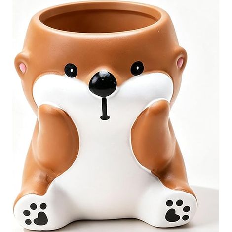 Pot de fleurs en forme de petit chien marron, pot pour plantes succulentes (1/5)