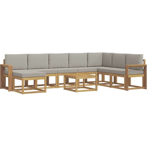 Ensemble de canapés d'extérieur 9 pc Blanc et gris clair vidaXL (1/5)