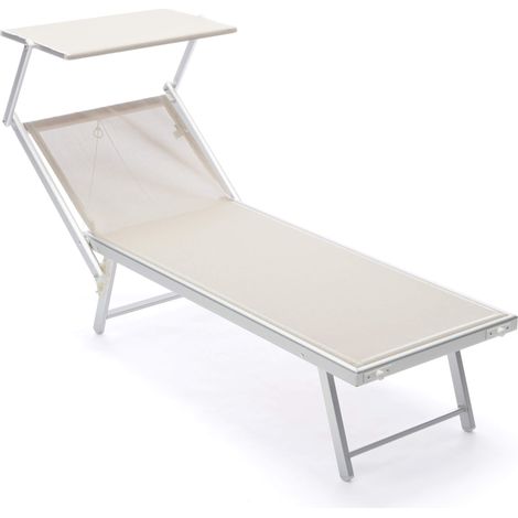 Lettino Prendisole da Giardino 183/190x61x38 cm in Alluminio e Textilene Beige (1/4)