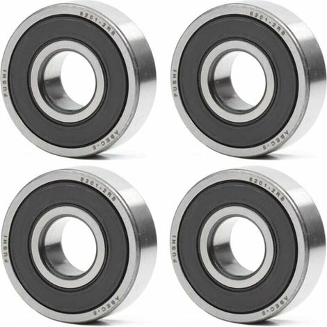 Lot de 4 roulements à billes 6201-2RS 12 x 32 x 10 mm - double joint en caoutchouc - ABEC 5 - Prélubrifié (1/4)