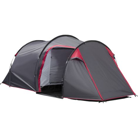 Tienda de campaña túnel para 2-3 personas, impermeable 2000 mm, con porche y zona de estar, color gris