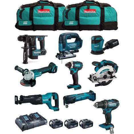 MAKITA Kit MK901 (DDF482 + DHR171 + DGA504 + DTD152 + DJV182 + DSS610 + DJR186 + DBO180 + DTM51 + 3x5,0 Ah + DC18RD + 2xLXT600) (1/5)