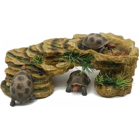 Reptile Turtle Platform, Rock Habitat Hideout, Turtle Hideout, Rock Shelter, Decoration for Frogs, Lizards Spiders Fish Aquarium Decoration (Size S) (1/5)