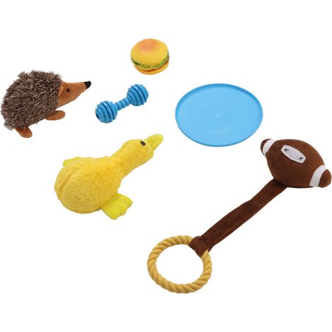 Ensemble de 6 jouets à mâcher pour chien, résistants aux morsures de molaires, en peluche, avec couineurs et interactifs. Accessoires pour chiens. (1/5)
