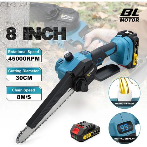 Brushless 8 pollici Elettrico Potatura Sega Motosega Ricaricabile Lavorazione Del Legno Electirc Sega Strumento Per makita 18v batteria Spille, Con 1 batteria