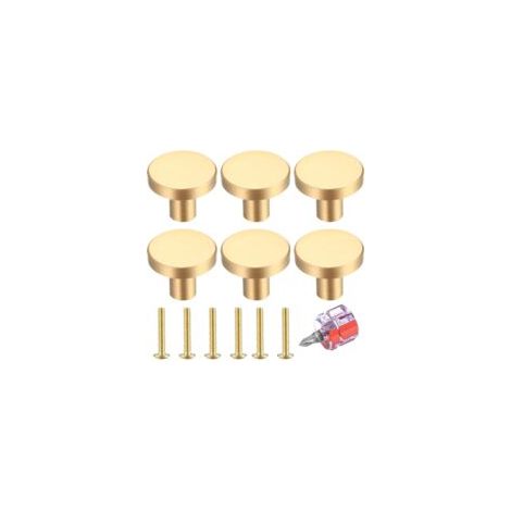 Ede Lot de boutons de tiroir, bouton de meuble doré, bouton de meuble rond, bouton de tiroir doré, bouton de porte de cuisine décoratif avec tournevis - 2025 mm (1/5)