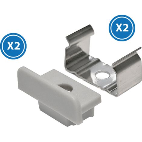 Pack 2 Tapones y 2 grapas para Perfil  Blanco   IluminaShop