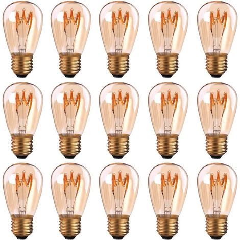 Lot de 15 ampoules LED E27 �� filament spirale ST45/S14 3 W Style vintage Lumi��re ambr��e Dimmable 2200 K Blanc tr��s chaud 140 lm ��quivalent �� 25 W (1/5)