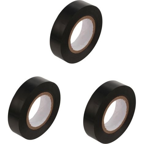 Paquete de 3 rollos de cinta aislante de PVC negra de 20 m, resistente a ácidos y álcalis.