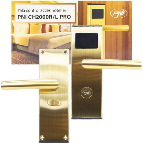 Contrôleur d'accès hôtelier - Yale PNI CH2000L PRO Gold - Lecteur carte EM 13,56 MHz - Antivandalisme - Ouverture gauche