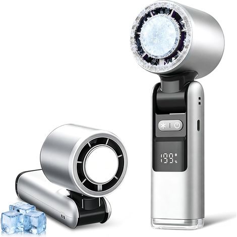 Mini Ventilateur Climatiseur Portable,Pliable Ventilateur Avec écran LED Fonction de refroidissement,1-199 vitesses de Vent 4000mAh(Blanc) (1/5)