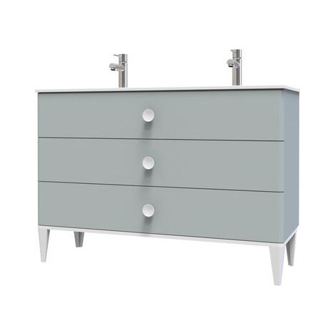 ONDEE ZEN - Meuble de salle de bain à poser NEMOO plan vasque - L120cm - Vert d'eau - Laqué