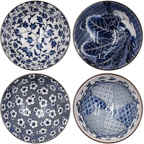 Set aus 4 Keramikschalen, 11,5 cm große japanische Dipschalen für Reis, Müsli und Desserts. (1/5)