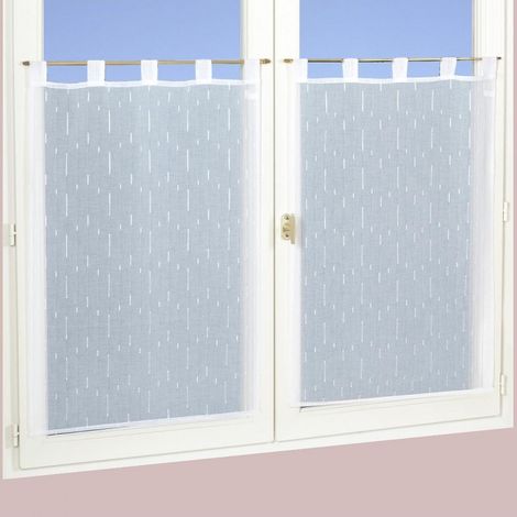 Voilages blanc unis, paire de 2X 60x120cm à pattes - prêts à accrocher, Atout Ciel (1/2)