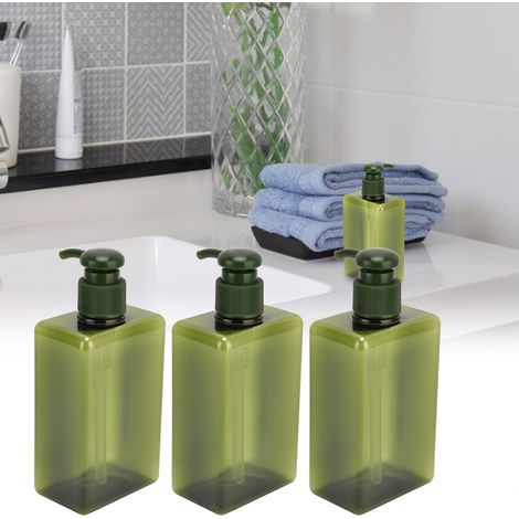 Reisebehälter für Lotion [3 Stück] 280 ml Pumpspender, flüssig, Boots, schwarzgrün, PET/PP, auslaufsicher, Simple Fresh (1/5)