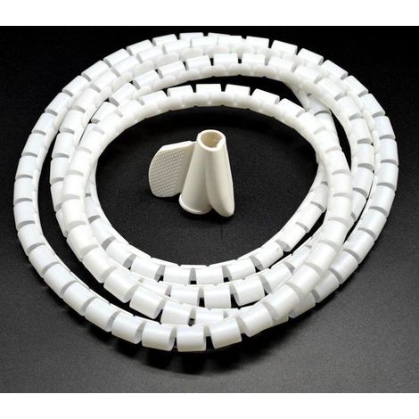 Gaine spiralée pour câble - 2 mètres - Diamètre 20 mm - Découpable - Outils inclus - Gestion des câbles - Blanc (1/2)