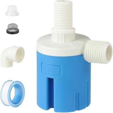 Vanne à Flotteur Automatique, 1/2'' Vanne de Régulation du Niveau d'eau, Entrée d'eau Supérieure, avec 2 Tamis Filtrant, pour Piscines, Baignoires, Aquariums, Aquaculture (1/5)