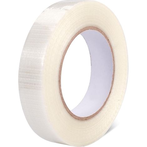 Glasfaserklebeband – Verstärkung und Umreifung, verstärktes Klebeband, verstärkt, Verpackungsfilament – ​​3 cm x 50 m, transparent